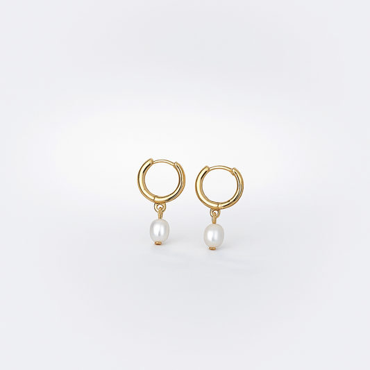 Lustrous Pearl Mini Hoops