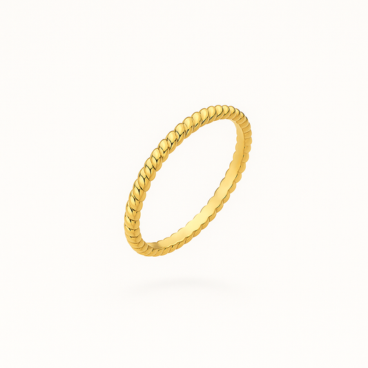 Yellow Gold Beaded Motif Ring