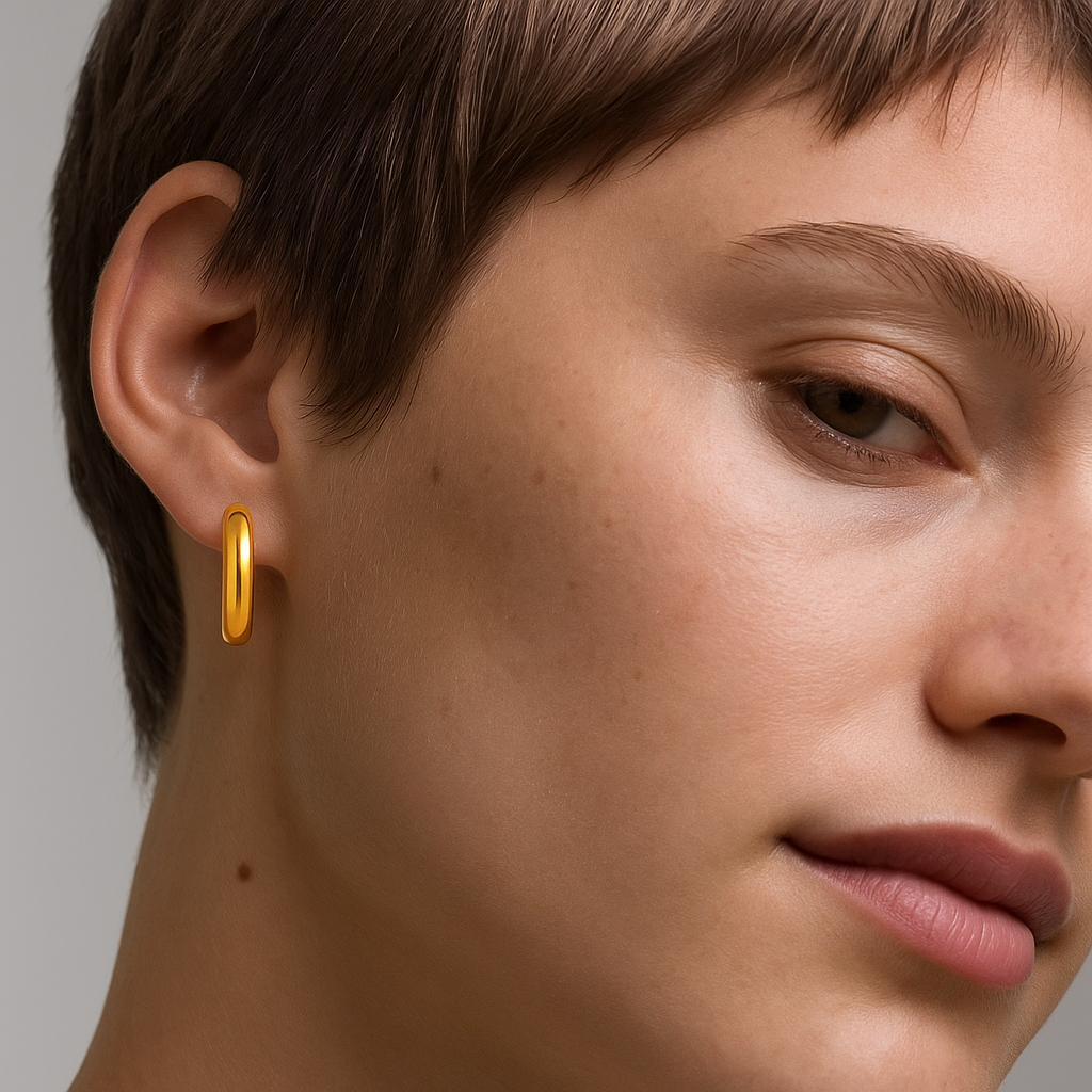 Yellow Gold Oval Earrings