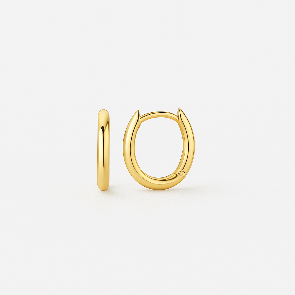 Yellow Gold Oval Earrings