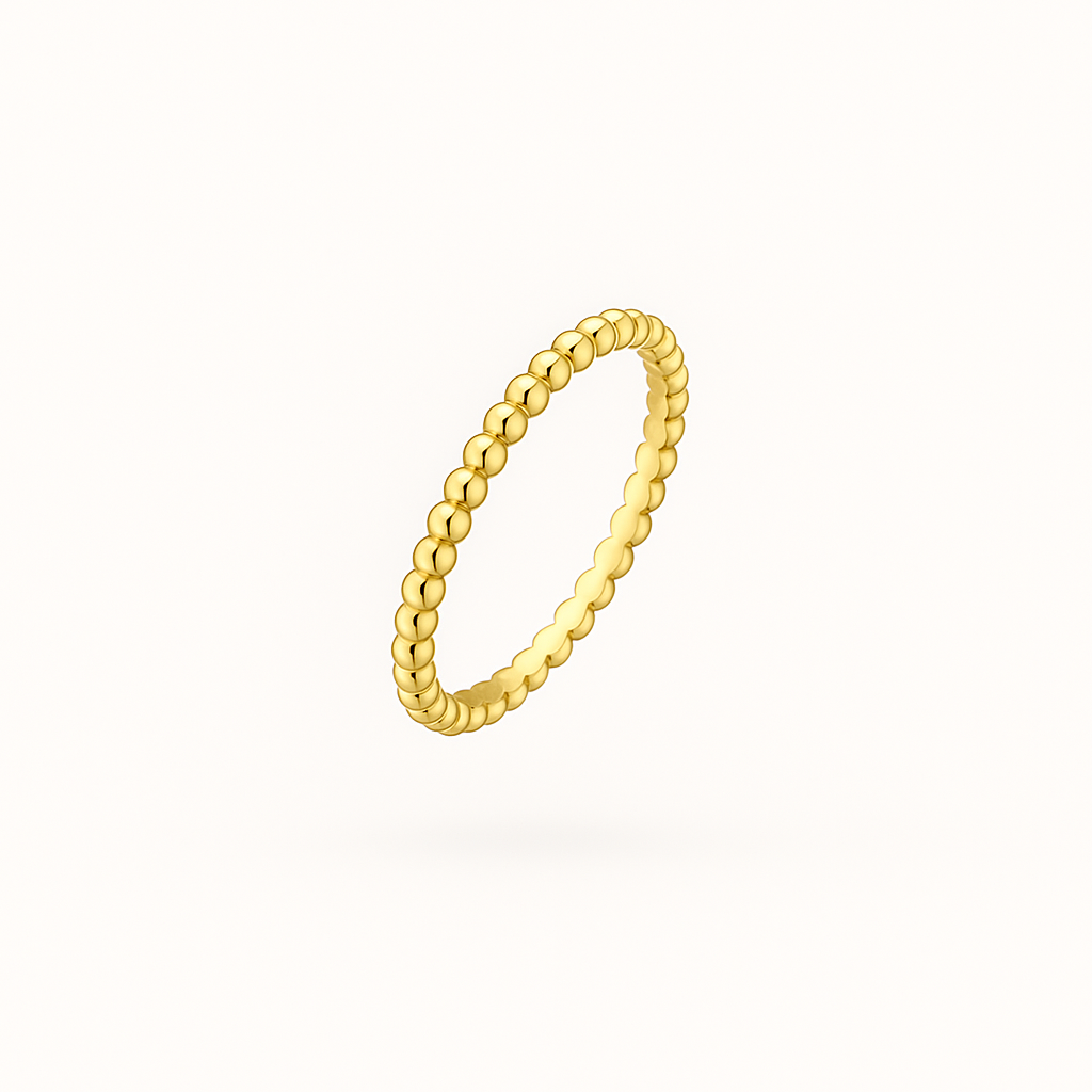 Yellow Gold Beaded Motif Ring