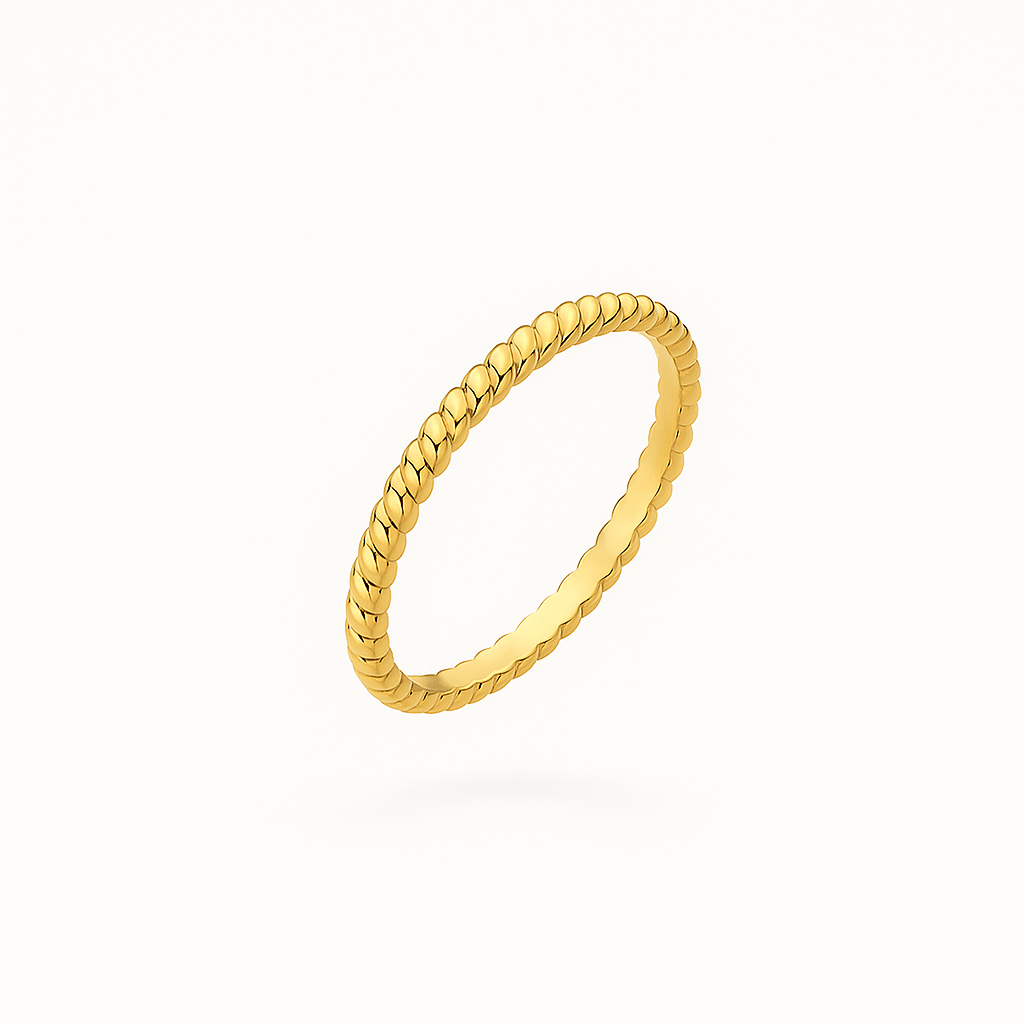 Yellow Gold Beaded Motif Ring