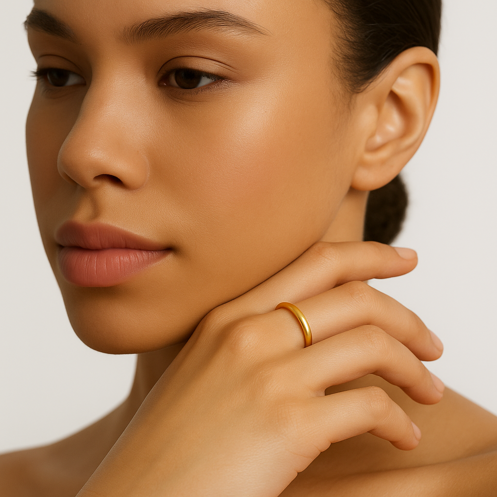 Yellow Gold Beaded Motif Ring